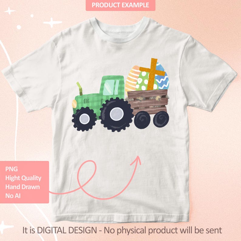 Conceptions de sublimation de PNG de Pâques d'enfants, tracteur de Pâques de ferme png, téléchargement numérique de clipart PNG de garçons de Pâques image 4