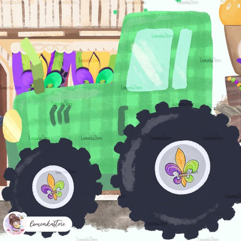Kids Mardi Gras Tractor Png, Toddler Boy Louisiana House PNG