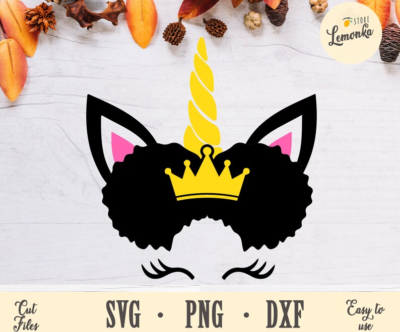 Download Unicorn afro svg womans face svg Unicorn horn Black girl ...