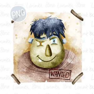 Frankenstein png, Halloween toddler boys png sublimation designs download, Spooky season png, Watercolor Cute monster png clipart