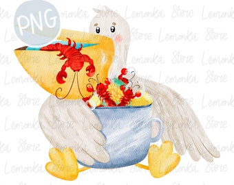 Kids Mardi Gras Crawfish boil Pelican png, Watercolor Funny Louisiana animal Sublimation Design Download, Fat Tuesday DTF Digital Prints