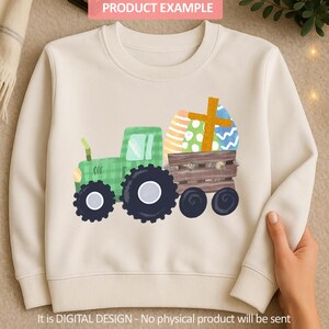 Conceptions de sublimation de PNG de Pâques d'enfants, tracteur de Pâques de ferme png, téléchargement numérique de clipart PNG de garçons de Pâques image 2