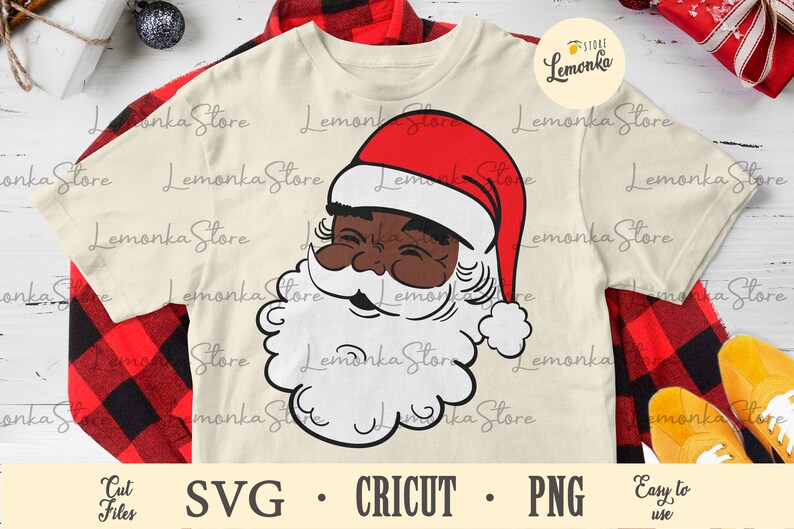 Download Black retro Santa Claus svg African American Christmas ...