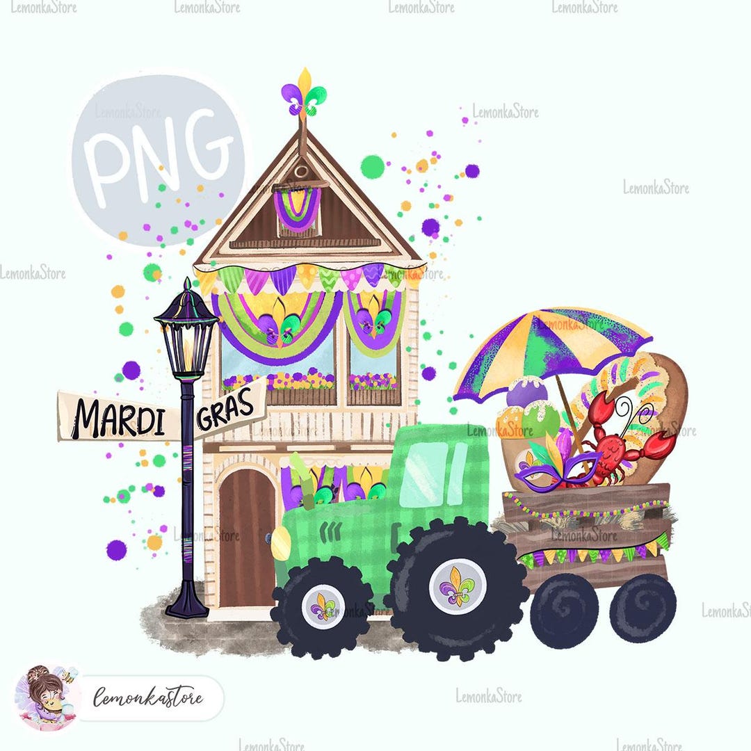 Kids Mardi Gras Tractor Png, Toddler Boy Louisiana House PNG