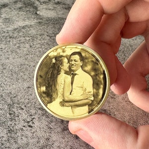 Custom Brass Challenge Coin, Decision Coin, Flip Coin, Souvenir Token, Fathers Day Gift, Gift for Her, Personalized Gift, photo engraving