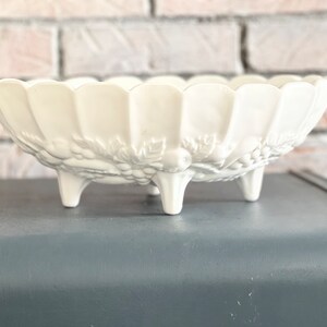 Indiana Glass Company Garland Pattern Milk Glass Fruit Bowl - Oval Footed- 1950's