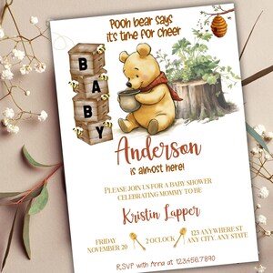 Baby Shower Invitation Winnie The Pooh Editable Boy Girl Gender Neutral Baby Shower Invite Printable Classic Pooh Bear Corjl Template