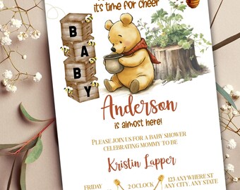Winnie The Pooh Baby Shower Invitation, Gender Neutral (Corjl Template)