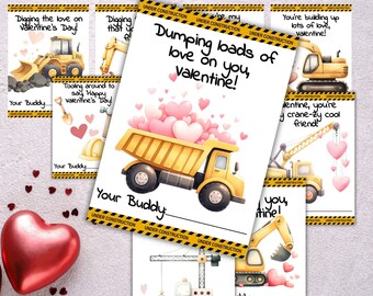Printable Construction Valentine Cards for Kids (Digital Download)