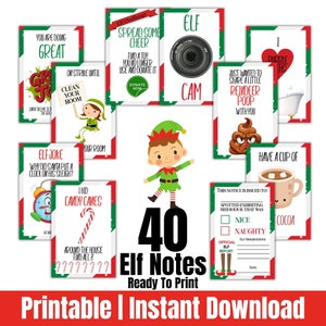 Elf Notes Stampabile Natale Digitale Download Istantaneo 2x3 Piccola Nota di Dimensioni dagli Elfi Idee Rapide PDF Elfo di Natale sullo Scaffale Facile