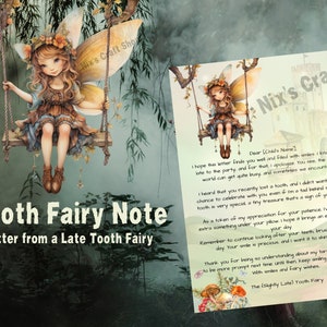 Late Tooth Fairy Note Printable Certificate | First Tooth Lost | Realistic Tooth Fairy Letter | Kids Tooth Fairy Letter | Lost Tooth