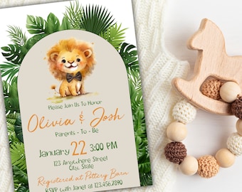Lion Baby Shower Invitation, Safari Theme (Digital Download)