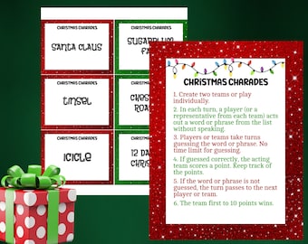 Printable Christmas Charades Game, Holiday Party (Digital Download)