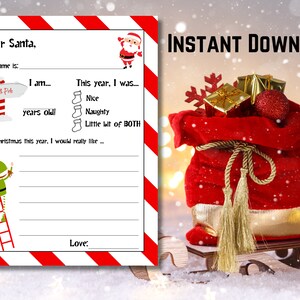 Carta a Papá Noel, Páginas para colorear y laberinto extra, Querido Papá Noel, Carta imprimible a Papá Noel, Lista de deseos de Navidad, Imprimible, Carta de Navidad para niños