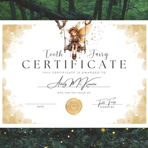 Certificado imprimible de recibo editable del hada de los dientes / Primer diente perdido / Carta realista del hada de los dientes / Carta del hada de los dientes para niños / Diente perdido