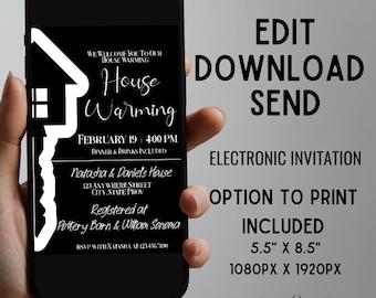 Minimalist Housewarming Invitation, Modern Phone Evite (Digital Download)