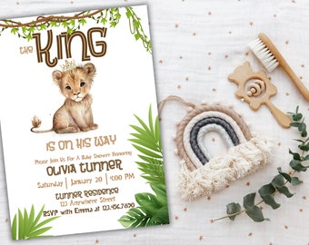 Lion Baby Shower Invitation, Safari Theme (Digital Download)