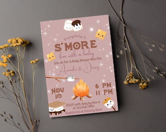 S'more Bonfire Baby Shower Invitation, Editable 5x7 (Digital Download)