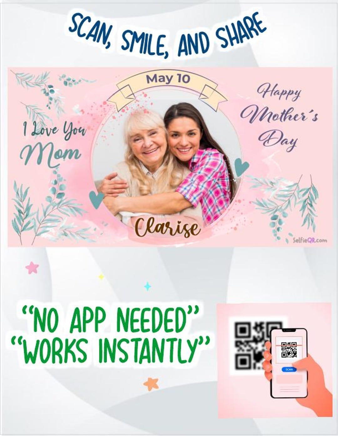 Mother's Day Selfie Frame QR Code - Etsy