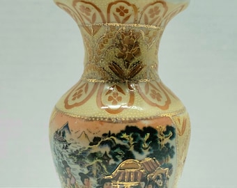 ヴィンテージの薩摩焼花瓶 – 金彩の手描き東洋陶器 - Etsy 日本