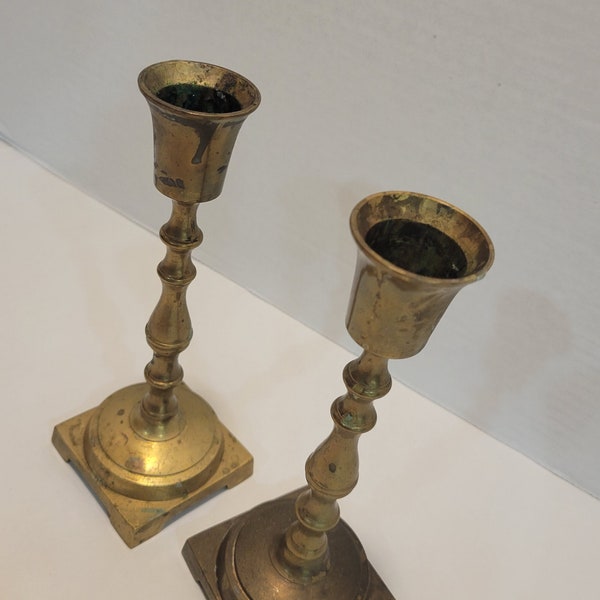 Vintage brass Candlestick holders, brass Candlestick holder, vintage brass, brass Candlestick holders, brass, cottagecore, candles