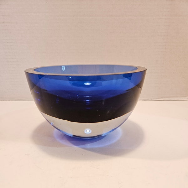 Fantastic Vintage Krosno Badash Cobalt Blue Heavy Glass Bowl