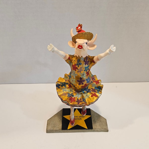 Vintage Cow Parade 2001 Dancing Diva Cow Figurine #9132