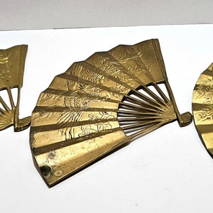 Messing Handfächer angehoben Phoenix Dragon Wanddekoration, Vintage schwere Messing Handfächer Wandkunst, Messing Wanddekoration, Taiwan Messing Fan Kunst