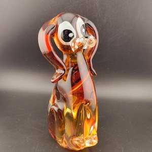 Murano glass dog  hand blown Murano glass paperweight, vintage blown glass dog, art glass figurine, vintage glass paperweight, doggs