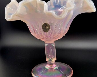 オールドフェントン　コンポート　レア　ガラス　FENTON フェントン ミルクガラスのコンポート ＆キャンドルスティック