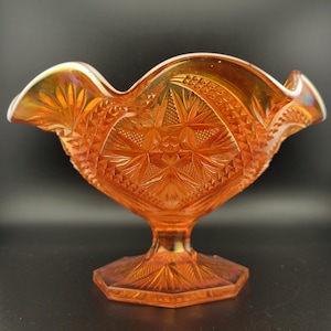 Imperial Marigold Carnival glass compote,  vintage compote, Marigold Carnival Glass, Imperial Carnival Glass, Imperial Glass compote