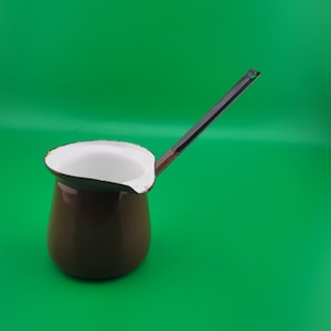 Vintage enamel ware,Brown enamel ware, vintage enamel butter pot, enamel ware, Brown Enamelware Turkish Coffee Pourer, enamelware, Poland