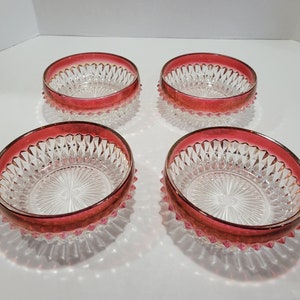 Indiana Glass, Ruby Diamond point cream and sugar, Indiana glass, red Indiana glass, ruby red Indiana glass, vintage Indiana glass