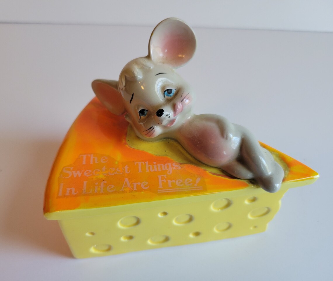 Mouse on Cheese Cheese Holder Cute Mouse Cheese Box Vintage Etsy