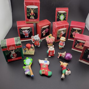 Vintage Hallmark Keepsake Christmas ornaments lot of 9, collectible holiday ornaments,  holiday decorations,  retired
