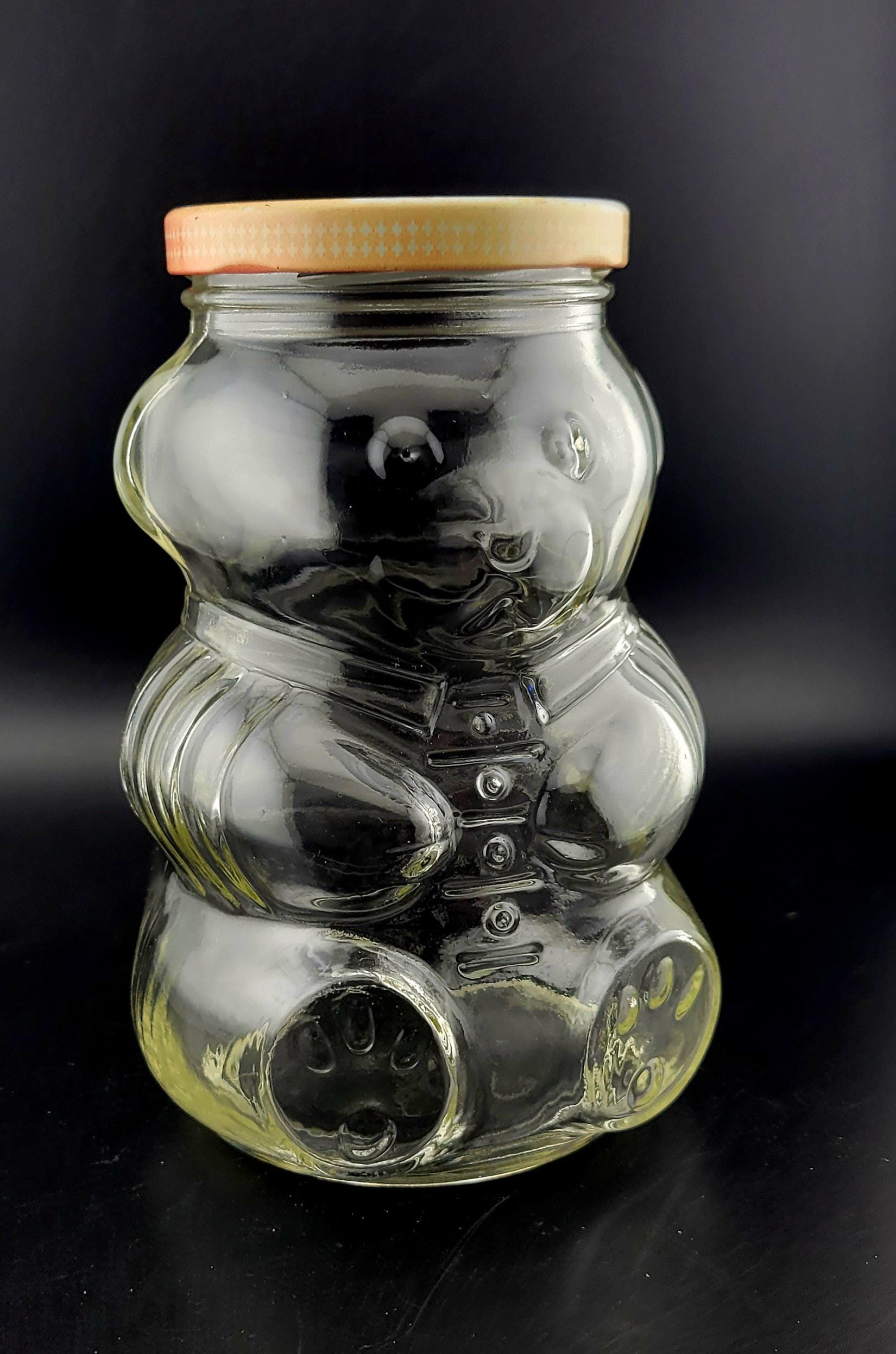 Vintage Glass Honey Bear Jar Cobalt Blue Glass Honey Bears Salt