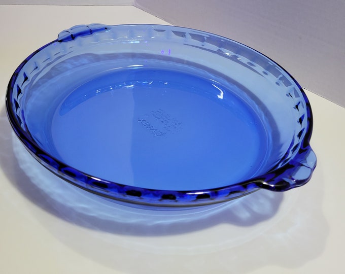 Vintage Cobalt Blue Glass Pyrex Pie Plate, Pyrex, Glass Bakeware ...