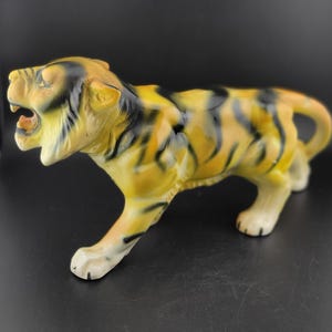 Vintage 12” Large Porcelain Tiger Statue With Animal Print Paint Design,  ceramic Tiger Figurine,  big cat
