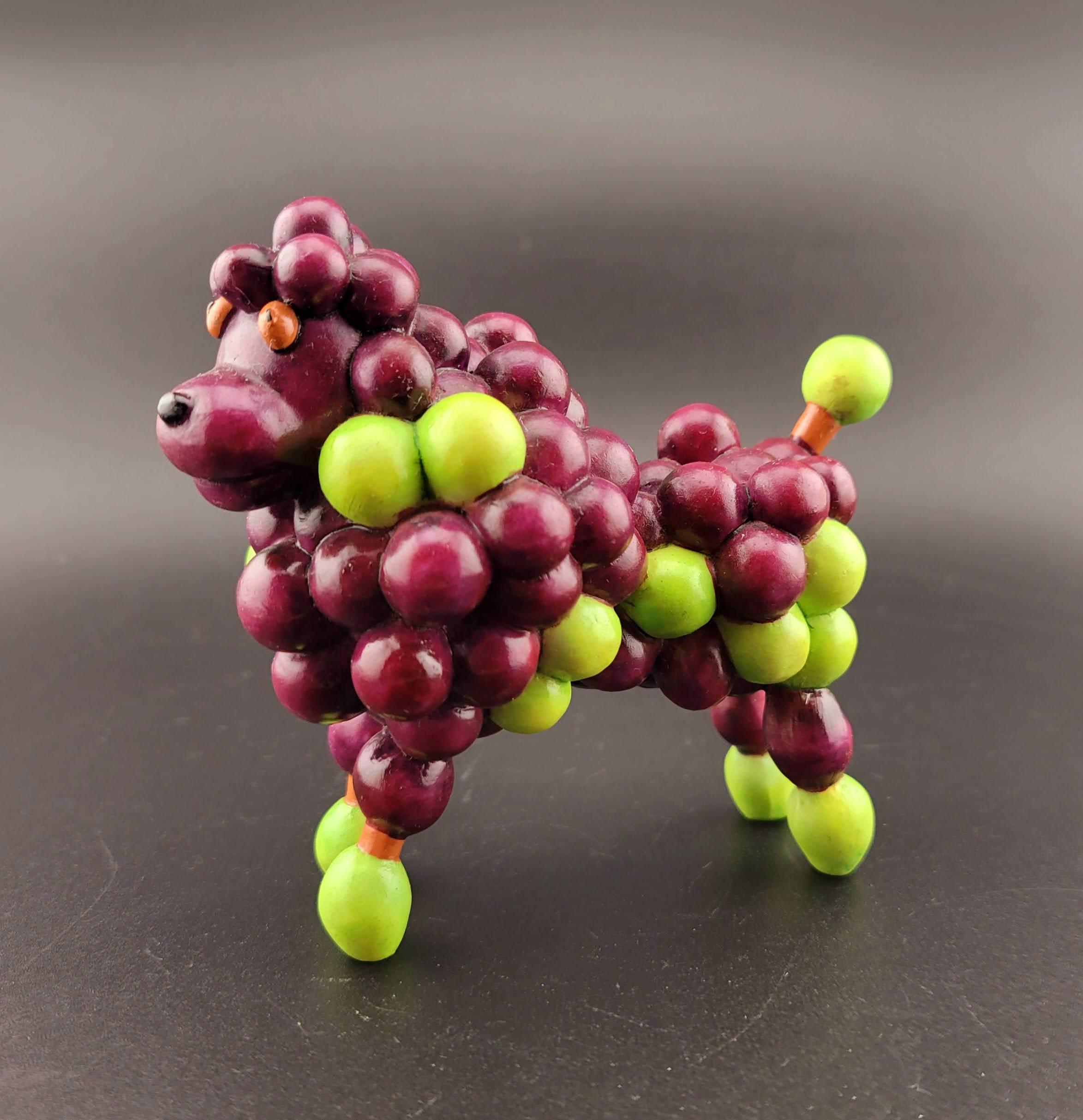 Enesco Home Grown Grape Poodle Dog Figurine, Anthropomorphic