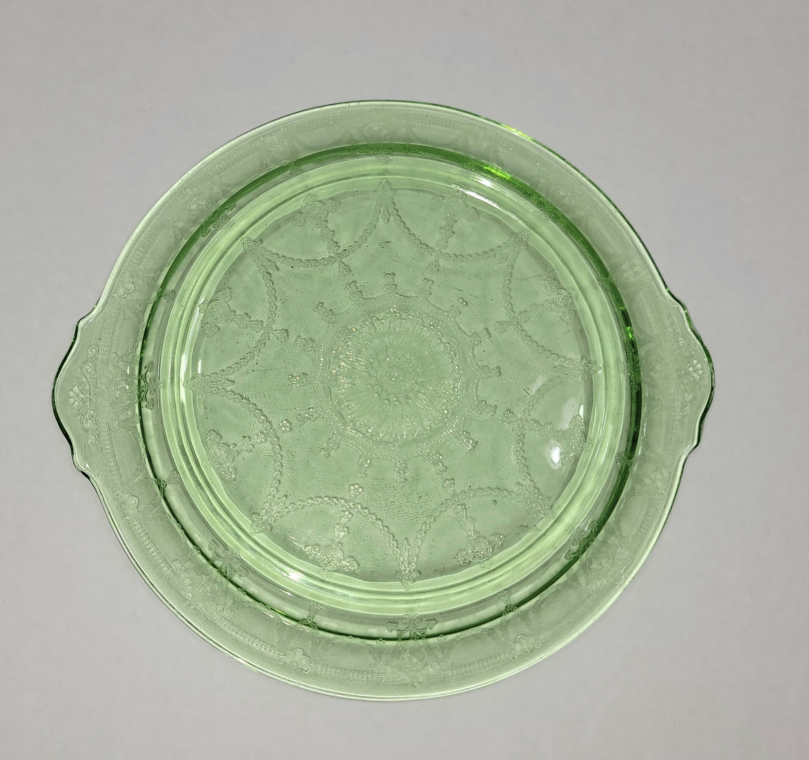 Vaseline Glass Cake Plate Vintage Vaseline Glass Anchor Etsy