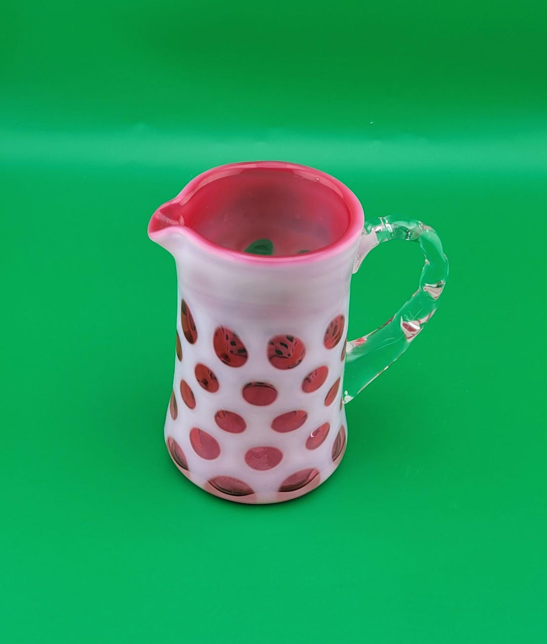 スペシャル！40s〜クランベリーオパールセントドットピッチャーFenton Fenton Cranberry Opalescent Coin Dot Small Pitcher or Creamer