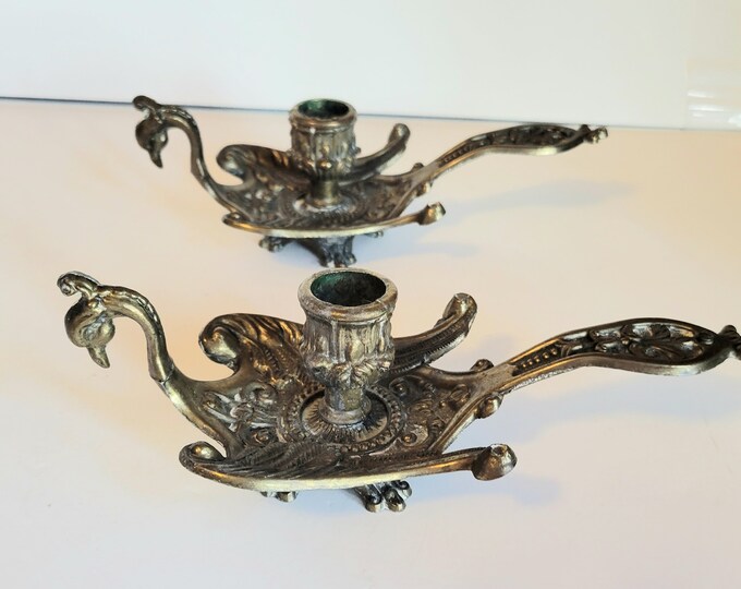 Vintage Brass Peacock Candle Holders, Brass Peacocks, Vintage Brass