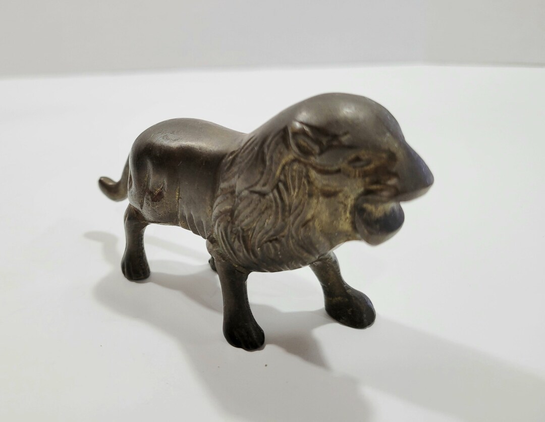 Vintage Brass Lion Figurine Brass Lion Figurine Vintage Etsy