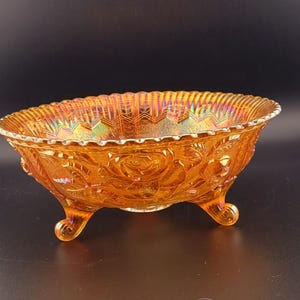 Imperial Carnival marigold glass, vintage Carnival glass, Carnival glass,  vintage Imperial glass, imperial glass rose bowl, Carnival glass