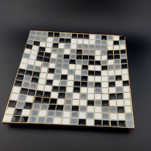 Vintage napco Mosaikfliesen-Untersetzer, vintage napco Mosaikfliesen-Untersetzer, schwarze und graue Mosaikfliesen-Untersetzer