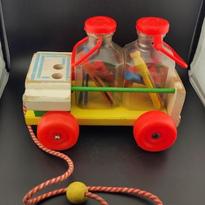 Vintage Playskool pull toy, Playskool wood clothespins, vintage wood toys, vintage pull toy, Playskool clothespin pull toy, toys