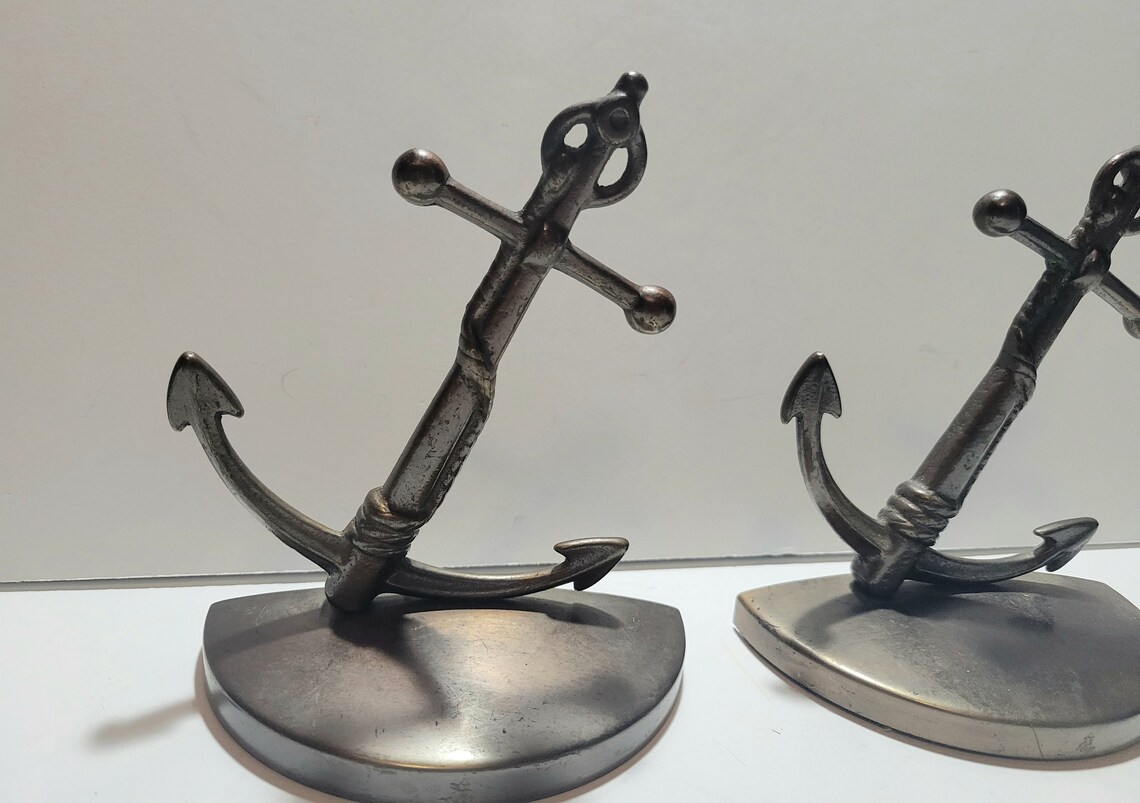 Brass Anchor Bookends Vintage Brass Anchor Book Ends Vintage Etsy
