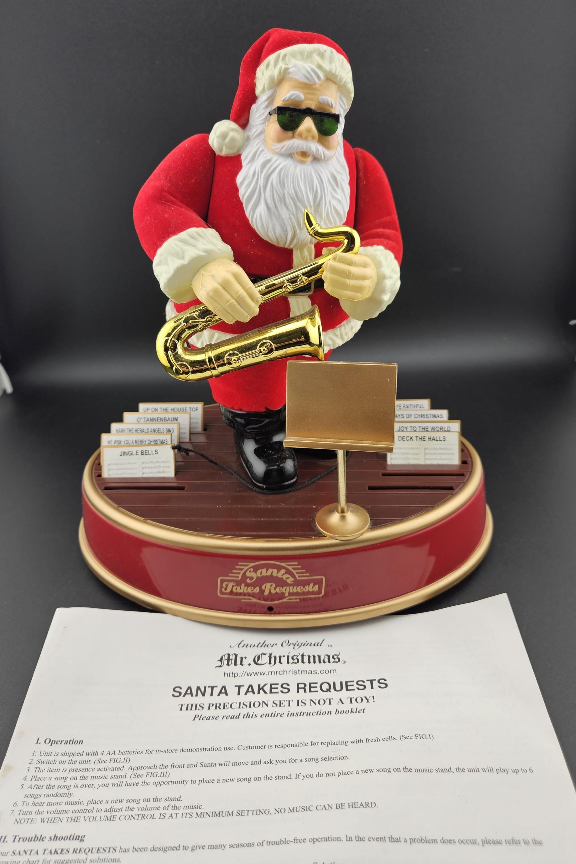 Mr. Christmas Santa Takes Requests Santa Playing Saxophone Works 3