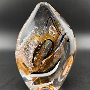 Michelle Kaptur art glass paper weight, vintage art glass, art glass, hand blown glass paper weight, Michelle Kaptur, glass, art glass