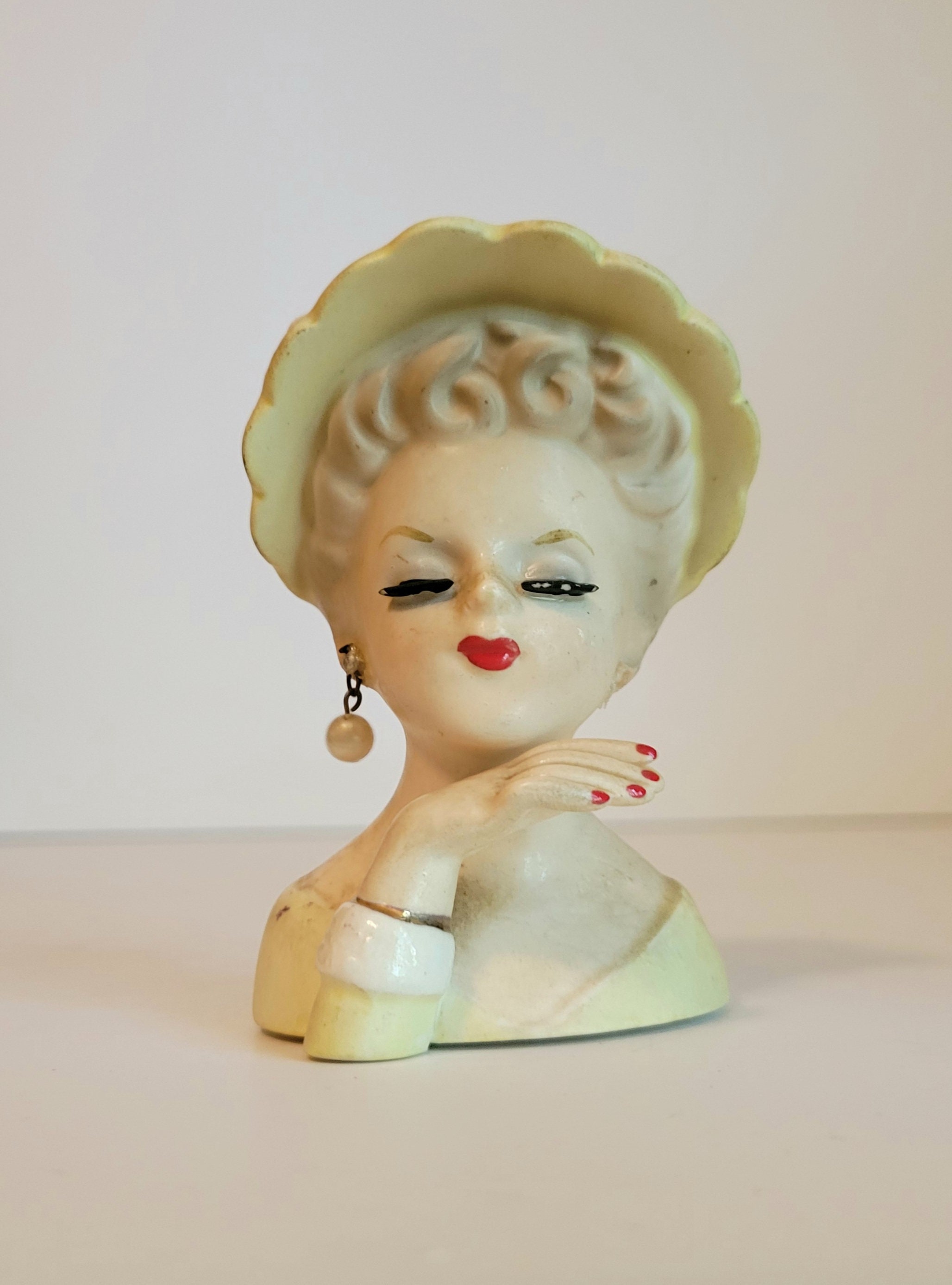 Inarco Ladys Head Vase Vintage Lady Head Vase Mini Lady Head Etsy